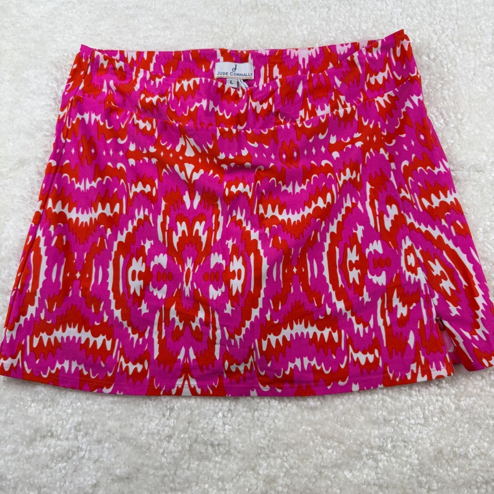 Jude Connally Pink Orange Ikat Print Skort Womens Large Golf Tennis Pickleball